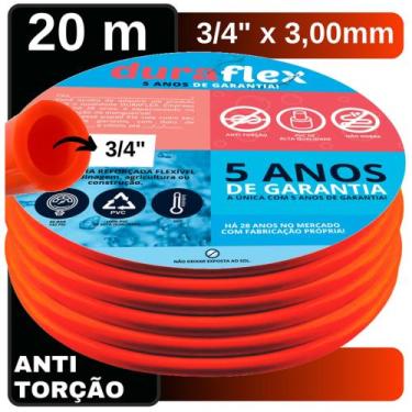 Imagem de Mangueira Alta Vazão e Pressão 20Metros 3/4" x 3mm Laranja - DuraFlex