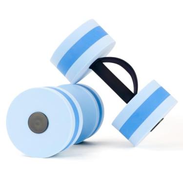 Imagem de UNAOIWN Pesos de água para exercícios de piscina, 2 peças, halteres aquáticos, aeróbica, halteres aquáticos, leves, resistentes para natação, azul escuro e claro