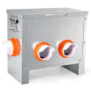 Imagem de Alimentador automático de frango, sem desperdício, grande capacidade, 11 kg, 4 portas, alimentador de aves de capoeira com alça de puxar para galinhas, gansos, patos, galinheiro de aves, design à