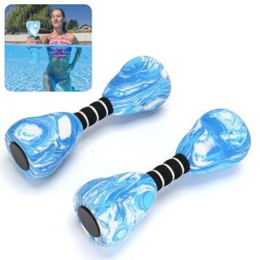 Imagem de Halteres aquáticos, 2 peças de pesos de água de espuma, halteres de equipamentos de ginástica para exercícios aeróbicos, conjunto de halteres para perda de peso aeróbica, fitness na piscina