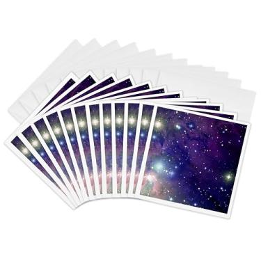 Imagem de 3dRose Design legal de estrelas e planetas do espaço sideral azul escuro - astronomia de ficção científica fica, cartões comemorativos, 15 x 15 cm, conjunto de 12 (gc_112992_2)