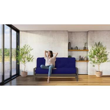 Imagem de Novo colchão Futon de substituição capa sólida 9 camadas direto da fábrica Full/Queen feito nos EUA (azul royal, solteiro)