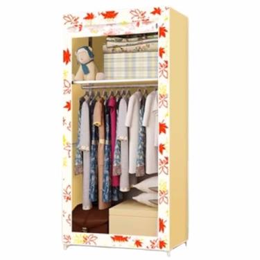 Imagem de Guarda-roupa Único guarda-roupa armário dormitório 2ft enrolar tecido pendurado armário estudante pequeno zíper tubo de aço armário de pano econômico armário