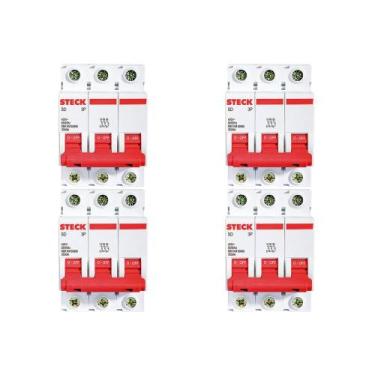 Imagem de Kit C/4 - Disjuntor Steck Din Tripolar 63A Sd63 3Ka