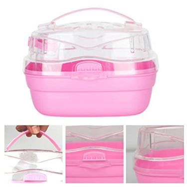 Imagem de Akozon CARNO Hamster Travel Carrier - Gaiola de Transporte Portátil para Animais de Estimação, Ideal para Viagens e Aventuras Ao Ar Livre (Rosa)