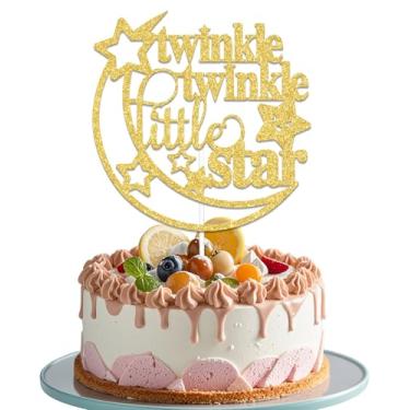 Imagem de Twinkle Twinkle Little Star Cake Topper,Stars Moon First Birthday Baby Shower Party Decor, Baby 1st Birthday Gender Reveal Baby Shower Party Decor Supplies Gold