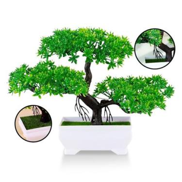 Imagem de Planta bonsai árvore artificial com vaso para decoração verde - SRLIMP