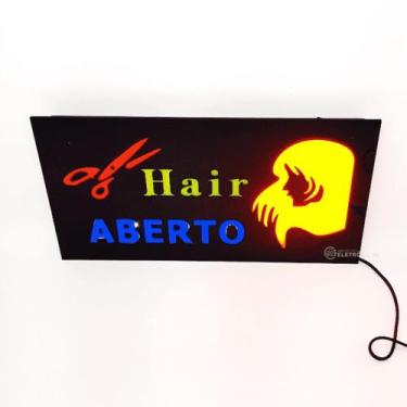 Imagem de Placa Aviso Hair Aberto Letreiro Luminoso Painel Led Potente DS3476I -