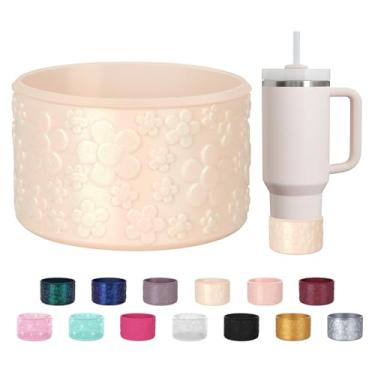 Imagem de ZXFYE Bota de silicone com flor gradiente, compatível com Stanley Quencher Adventure 1,134 g 850 g e IceFlow 590 ml copo de 850 g, capa protetora camaleão, capa inferior para Hydroflask 340 g-680 g,