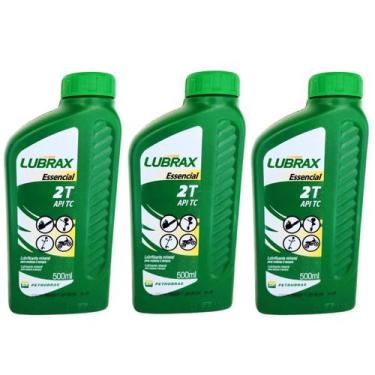 Imagem de Kit 3 Óleo Lubrax Essencial 500ml 2 Tempos Roçadeira Motos 