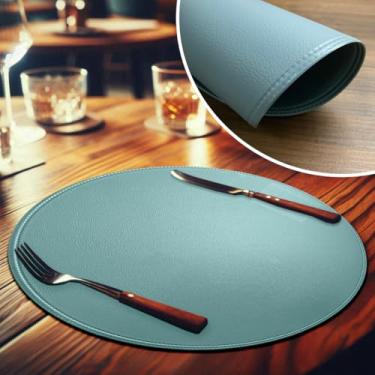 Imagem de 12 Jogo Americano Dupla Face Sousplat lux Couro PVC Lagoa Az