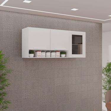 Imagem de Armário Aéreo 3 Portas Vidro Fumê Bella