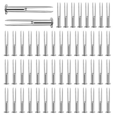 Imagem de DECOHS 50 pinos de suporte de base de cera de abelha de metal com caixa, pinos de suporte de moldura de colmeia de ferro galvanizado para segurar, suprimentos de apicultura