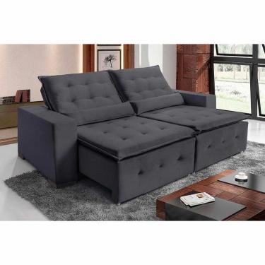 Imagem de Sofá Spazzio 4 Lugares 2,20cm Retrátil E Reclinável - De Casa Décor E Estofados Cinza