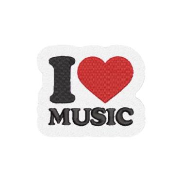 Imagem de V0010-001 I Love Music Patch Bordado 7,2×5,0cm (D-Arquivo Matriz para bordar)