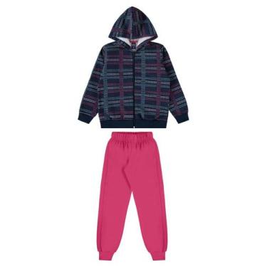 Imagem de Conjunto Jaqueta Xadrez e Calça Moletom Bee Loop, Azul marinho, 4