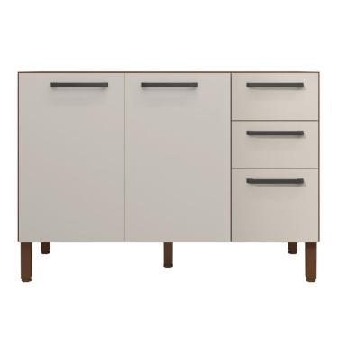 Imagem de Balcão com Tampo e 2 Portas Riga Nogueira Off White