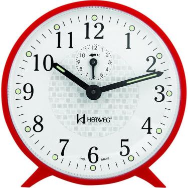 Imagem de Relogio Despertador Herweg 2220 Mecânico A Cordas Vermelho