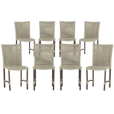 Imagem de 8 Cadeiras De Jantar Cannes De Alumínio Pintura Marrom Trama Rami