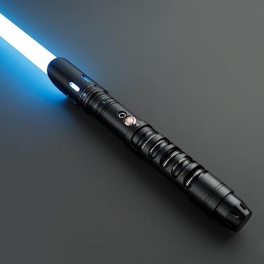 Imagem de CVCBSER Dueling Lightsaber, 15 Colors Changeable with 12 Mode Sound Effect Premium Metal Handle Sturdy Blade Light Saber (Black)