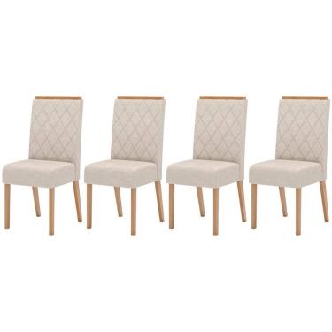 Imagem de Kit 4 Cadeiras Sala Jantar Nina 4 Un Nature Suede Light Linho
