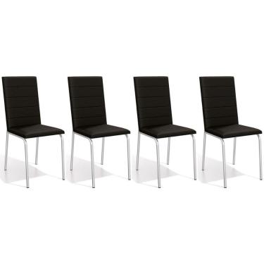 Imagem de Kit 4 Cadeiras Sala Jantar Amsterdã C091 4 Un Cromada Preto 110