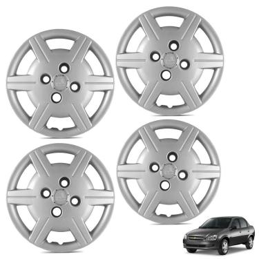 Imagem de Jogo De Calota Corsa Classic 2012 A 2015 Aro 13 Cubo Baixo Prata