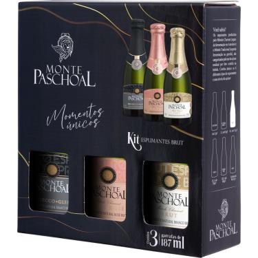 Imagem de Kit Mini Espumante Monte Paschoal Brut 3x187 Ml