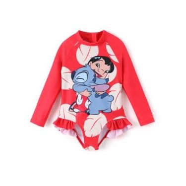 Imagem de Fato de banho Disney Lilo & Stitch One Piece Girl 4-5 anos vermelho