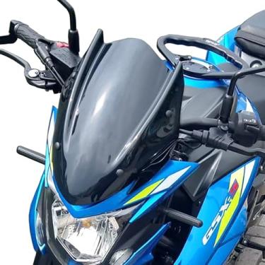 Imagem de Lorababer Defletor De Para-Brisa Para Motocicleta Com Suporte Montagem, Bolha Dupla Compatível Gsx-S750 Gsxs750 Gsxs 750 2017 2018 2019 2020 2021 2022, Viseira Tela Frontal Flyscreen, Preta