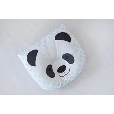Imagem de Travesseiro Anatômico Bebê, Apoio de Cabeça com Estampas de Animais, 25x22cm, Fibra de Silicone (PANDA AZUL)