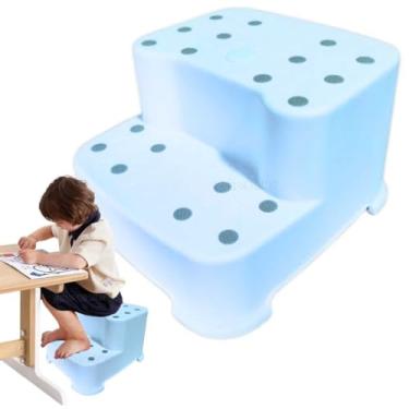 Imagem de Escadinha Escada Degrau Duplo Banquinho Multiuso Infantil Antiderrapante para Pia Privada Banheiro Cozinha Coisas de Criança Bebê 1 2 3 Anos Presente Natal Dia das Crianças Menina Menino