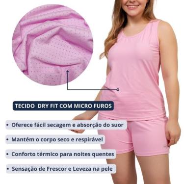 Imagem de Pijama Short Doll Feminino Dryfit Regata Toque Gelado Confortável Não 