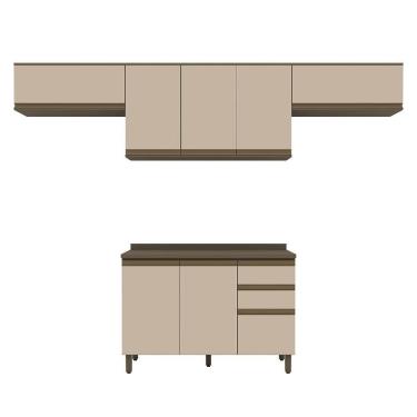 Imagem de Cozinha Modulada Connect 4 Peças Balcão 120cm com Tampo MDP - Móveis Henn