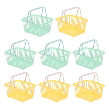 Imagem de PATIKIL 8 peças de cesta pequena de plástico, mini cesta de armazenamento de mercearia pequenas cestas de compras com alça organizadora água filtrada para organizar brinquedos, frutas, legumes