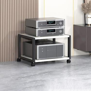 Imagem de Cremalheira Audio Com Roda Universal, Capacidade De Rolamento Estável E Durável, Forte, Suporte Preto Do Jogador De Disco, Armazenamento Da Multi-camada, Aberto Para O Arm, White, 50 * 40 * 69cm