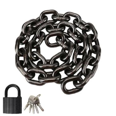 Imagem de Cadeado de corrente de segurança, 43 polegadas resistente 8 mm G80 aço manganês, corrente antiferrugem e anti-roubo e cadeado - Cadeado de corrente para bicicleta, scooter, motocicleta, porta, portão