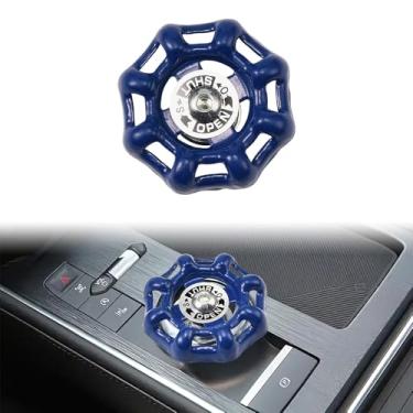 Imagem de XIMINZ Decoração de botão giratório de carro, decoração de botão de console central automotivo, válvula autoadesiva de metal, decoração de volante adequada para partida de um clique do carro, botões