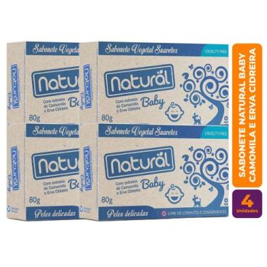 Imagem de Kit c/ 4 Sabonete Vegano Natural Baby Camomila e Erva Cidreira 80g - O