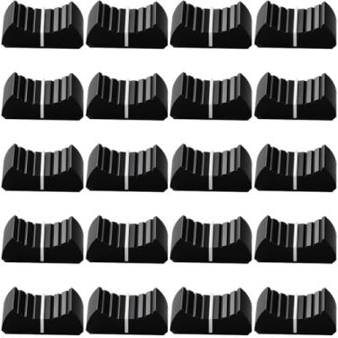 Imagem de CREATCABIN 20 peças Potenciômetro deslizante reto botão de pressão plano console de substituição Fader botões de plástico misturador Fader tampa para potenciômetro guitarra console volume baixo