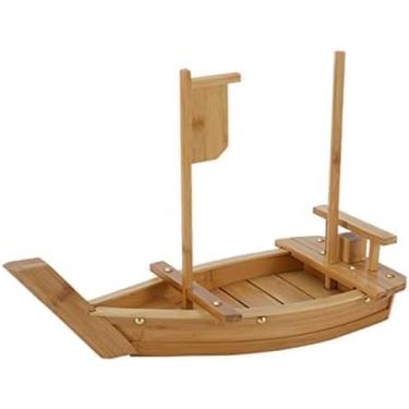 Imagem de Bandeja De Servir Sashimi Japonês Para Barco De Sushi De Madeira, Prato De Barco De Sushi Destacável Para Restaurante De Sushi Ou Casa, Prato De Exibição De Alimentos De 6 Tamanhos, 70cm