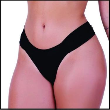 Imagem de Calcinha Fio Dental Dupla Feminina Clamar em Microfibra 2180, GG, Pret