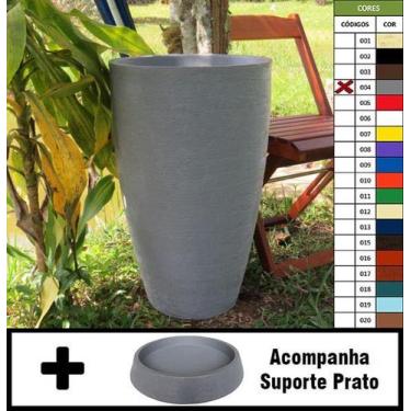 Imagem de Kit Vaso Planta + Prato 65x40 Oval Moderno Polietileno - BGPLASTICOS, 