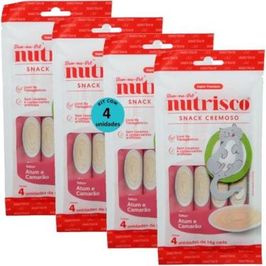 Imagem de Snack cremoso nutrisco gatos 14g atum e camarão com 4 un - kit com 4