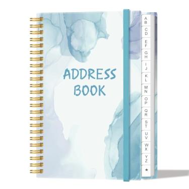 Imagem de Agenda de endereços com abas alfabéticas - Espiral pequena do livro de endereços com contatos de endereço, data especial, telefone, aniversário e senha de login na Internet para casa e escritório, 11