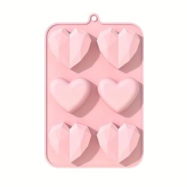 Imagem de Forma Silicone Coração Lapidado UDlândia Diamante Liso 6 Cavidades Antiaderente Doce Gourmet Decoração