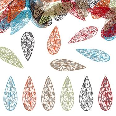 Imagem de Spritewelry 36 pingentes de gota de aço inoxidável de filigrana para fazer joias, pingentes de metal gravados em gota, vazados, pingentes para brincos, decoração faça você mesmo, artesanato