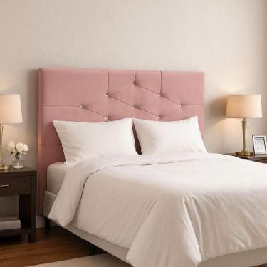 Imagem de Cabeceira Cama Box Casal 140 Cm Camboriú Suede Rosa - Black House Deco