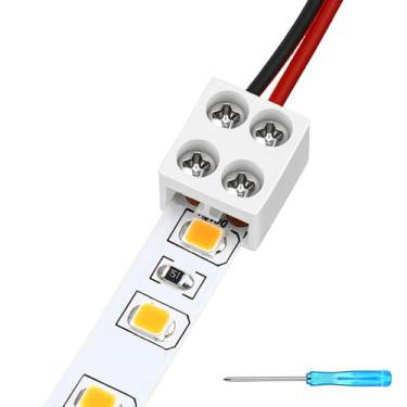Imagem de Conectores de luz de fita LED, 2 pinos, 10 mm, pacote com 25, com chav