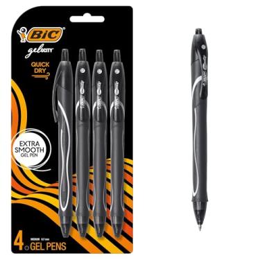 Imagem de BIC Canetas gelocity de gel pretas de secagem rápida, ponta média (0,7 mm), pacote com 4 unidades, canetas de gel retráteis com aderência total confortável